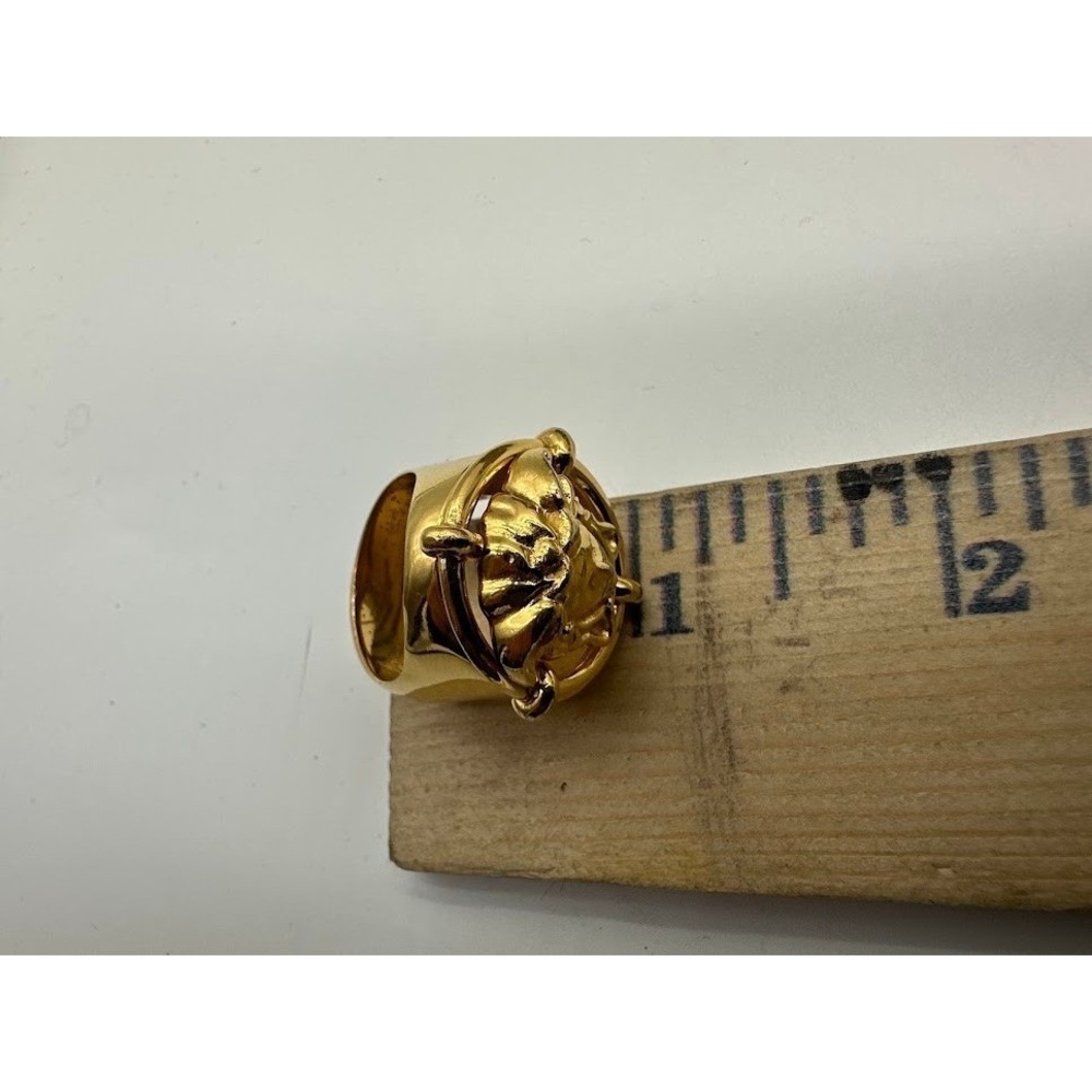 Versace Medusa Head Gold Tone Statement Ring Made in Italy Size 17 with Box - Picture 6 of 12
